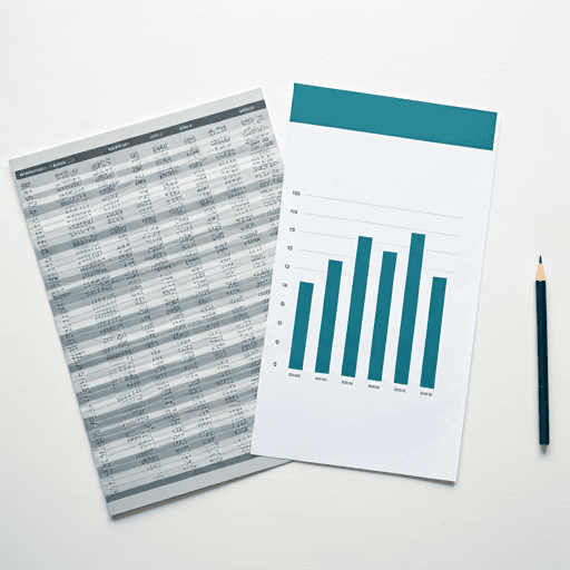 Illustration showing a transformation from a dense technical spreadsheet to a clean, professional energy report.